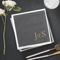 Simple Elegance Wedding Initials Charcoal ID1022 Paper Dinner Napkins