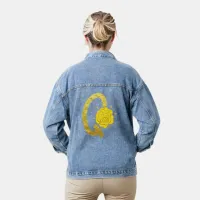 Glitter Gold Yellow Floral Monogram Q Womens Denim Jacket