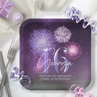 Fireworks Sweet 16 Purple ID984 Paper Plates