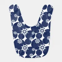 Sailor Nautical Ships Wheel Baby Bib