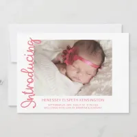 Introducing Baby Girl Photo Birth Announcement