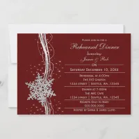 Red silver Snowflake Wedding Rehearsal Invites