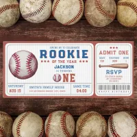 Rookie of the Year 1st Birthday Baseball Ticket Invitation