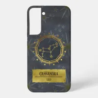 Leo Dark Zodiac Astrology: Black & Gold Samsung Galaxy S22+ Case