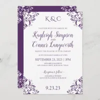 Elegant Vintage Purple (Plum) Wedding Invitations