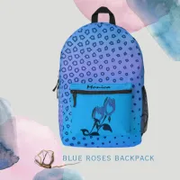 Blue Roses Printed Backpack