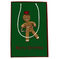 Dancing Cartoon Gingerbread Man Medium Gift Bag