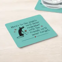 Here's to the Nights Friends Wine Toast Square Paper Coaster