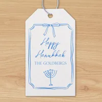 Elegant Bow Menorah Custom Name Happy Hanukkah  Gift Tags