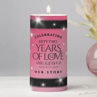 Elegant 52nd Star Ruby Wedding Anniversary Pillar Candle