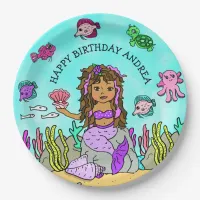 Pesonalized Ethnic Hand darwn  Mermaid Birthday Paper Plates