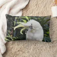 Friendly Sulfur-Crested Cockatoo Waves Hello Lumbar Pillow