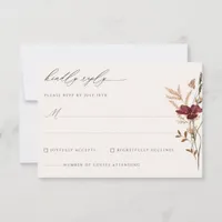 Boho Fall Wildflower Vintage Wedding RSVP Card