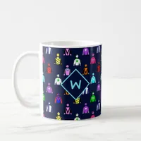 Horse Racking Jockey Silks Monogram Coffee Mug