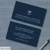 Medical Caduceus Logo Professional Blue Business Card