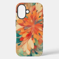 Abstract Orange, Red, Yellow, Teal Pattern iPhone 16 Case