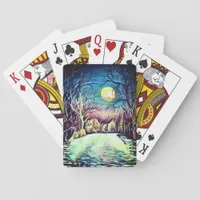 Silent Night Winter Full Moon Poker Cards