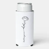 January Birth Month Flower Minimalist Carnation Seltzer Can Cooler