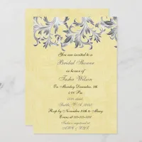 Elegant yellow gray Bridal Shower Invitation