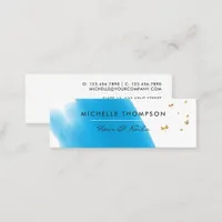 Blue and Gold Brushstrokes Square Business Card