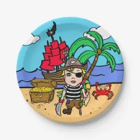 Blonde Haired Pirate Themed Birthday Party Paper Plates