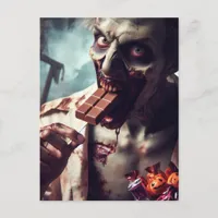 Zombie Eating Halloween Chocolate Postcard