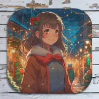 Anime Girl on Christmas or New Year's Eve Paper Plates