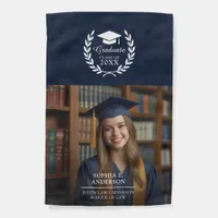 Modern Custom Name Two Photo Graduation Party  Garden Flag