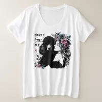 Woman Hugging Poodle With Flowers Plus Size T-Shirt