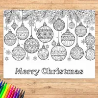 Color In Christmas Baubles Ornaments Fun Coloring Poster