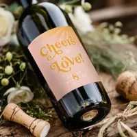 Sunshine Typography Wedding Cheers Pink ID1048 Wine Label