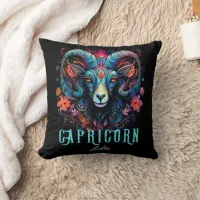 Psychedelic Art Capricorn Zodiac Name Throw Pillow