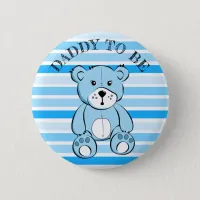 Daddy to be Blue Teddy Bear Baby Shower Button