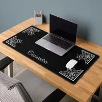 Bold Black and White Vintage Personalized Desk Mat