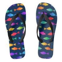 Rainbow fish in ocean cute colorful pattern flip flops