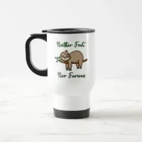 Neither Fast nor Furious Lazy Sloth on Tree Branch Travel Mug
