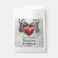 Thanks Skeleton Hands Red Heart Halloween Wedding Favor Bag