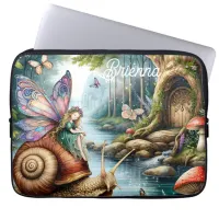 Pretty Fairy Land with cute Snail and Butterflies Laptop Sleeve