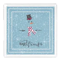 Magic and Wonder Christmas Snowman Blue ID440 Acrylic Tray