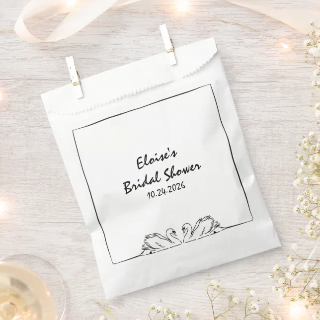 Simple Timeless Handwritten Swan Bridal Shower  Favor Bag