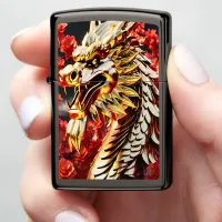 Fire breathing dragon gold head zippo lighter