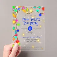 Stars  and lighting garlands New Year 2025 Acrylic Invitations