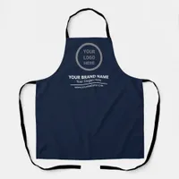 Navy Blue Minimalist Modern Custom Logo Branded Apron