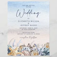 Budget Seashells Beach Wedding Invitation