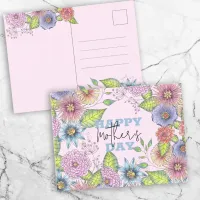 Vibrant Pink Purple Blooming Flowers Mother's Day Postcard