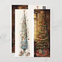 Bookmarks:  Whimsical Christmas Trees on Holiday Postcard