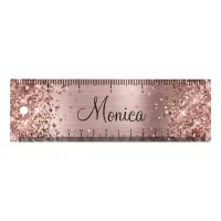 Girly Glittery Rose Gold Faux Foil Ruler