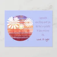 Thank you message with flowers and sunset postcard