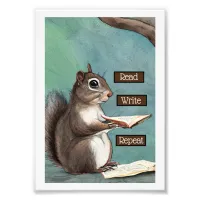 Read, Write, Repeat Squirrel Reading a Book Photo Print