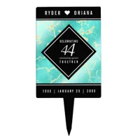 Elegant 44th Turquoise Wedding Anniversary Cake Topper